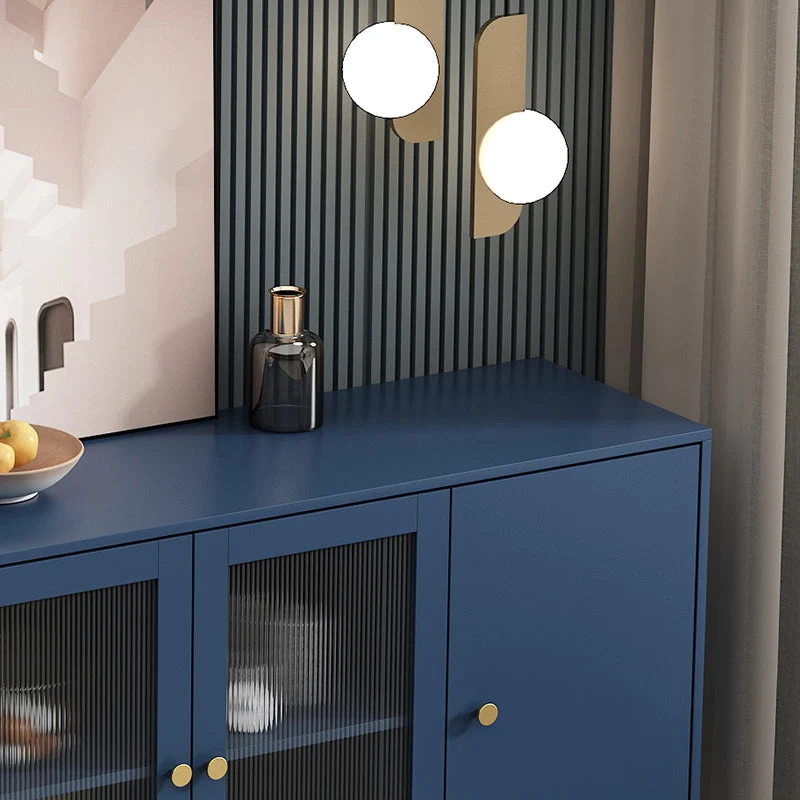 Credenza moderna legno ingegnerizzato 3 cassetti con ante vetro, credenza per soggiorno Clearhalo