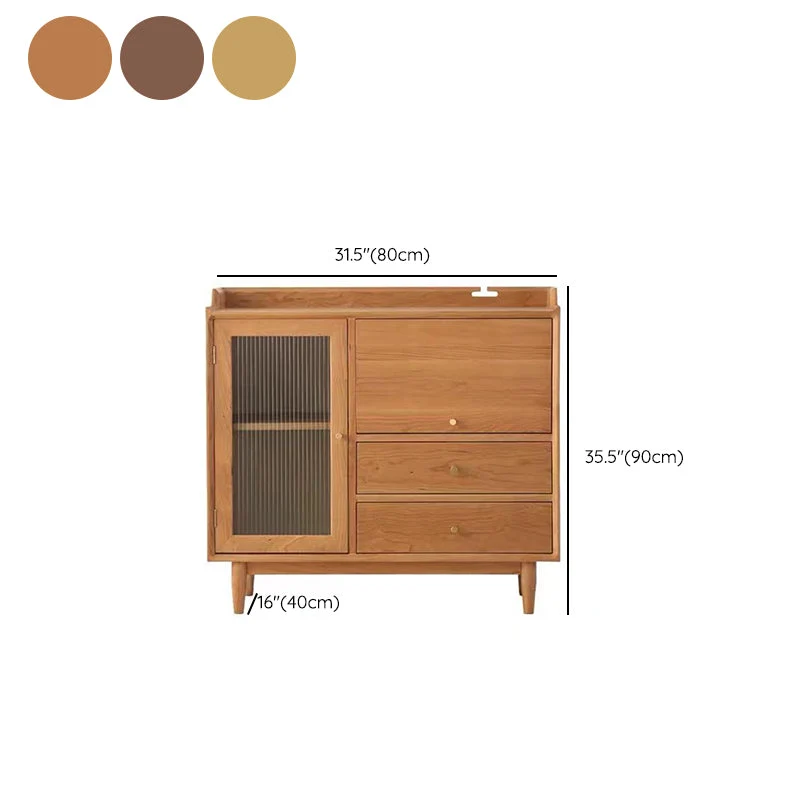 Credenza moderna legno massello con ante vetro con armadi e cassetti Clearhalo