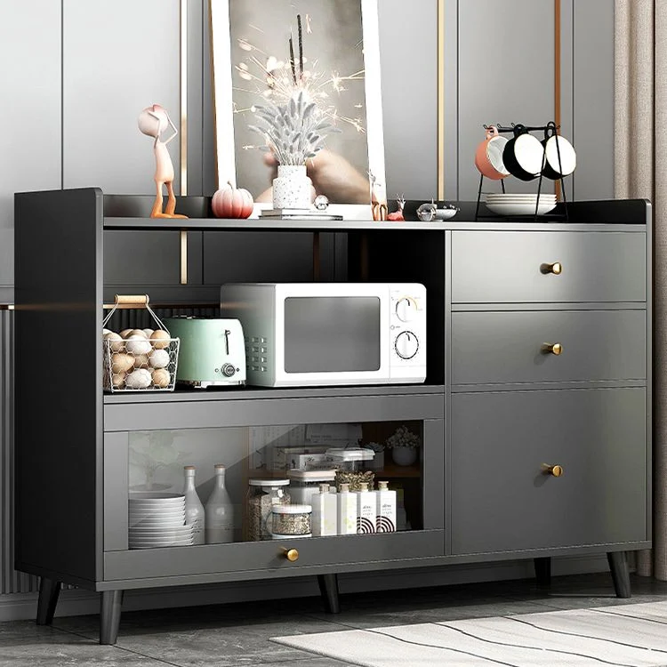 Credenza moderna legno massello con 1 cassetto, colore grigio Clearhalo