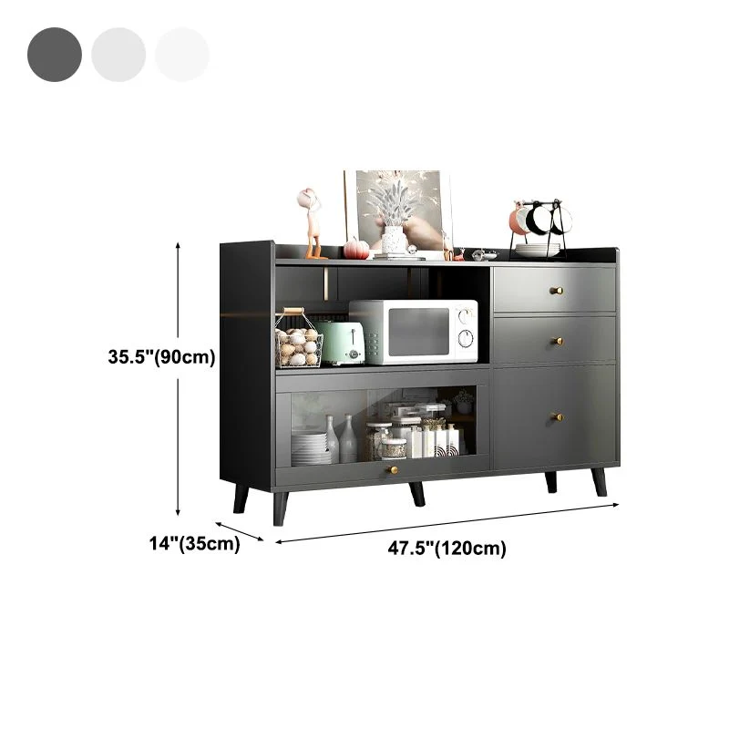 Credenza moderna legno massello con 1 cassetto, colore grigio Clearhalo