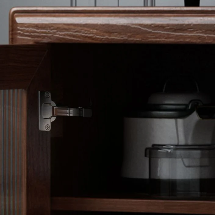 Credenza moderna legno massello di legno di gomma da 34,5 pollici di altezza marrone per sala da pranzo Clearhalo