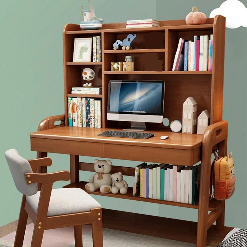 Credenza moderna legno scrivania da ufficio regolabile da 23,6 pollici con 2 cassetti Clearhalo
