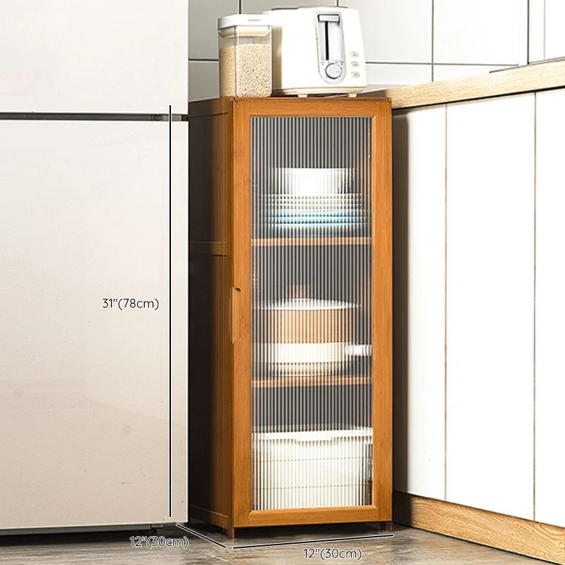 Credenza moderna marrone con server da pranzo bambù con armadietti Clearhalo