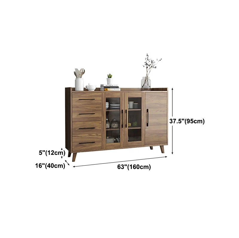Credenza moderna MDF marrone. Credenza da pranzo con ante per soggiorno Clearhalo