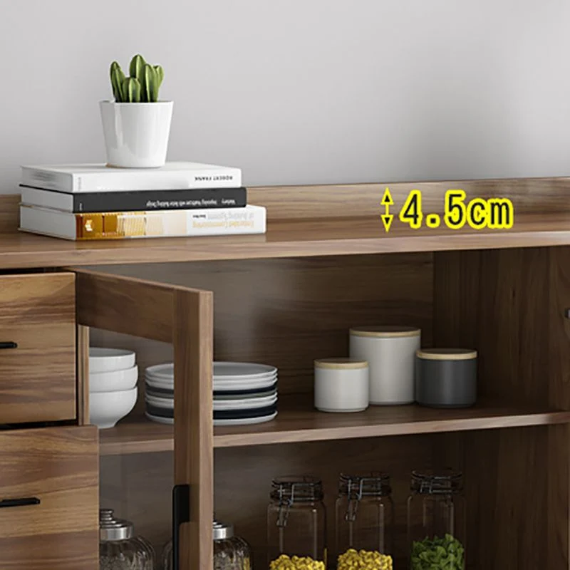 Credenza moderna MDF marrone. Credenza da pranzo con ante per soggiorno Clearhalo