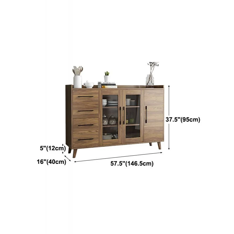 Credenza moderna MDF marrone. Credenza da pranzo con ante per soggiorno Clearhalo
