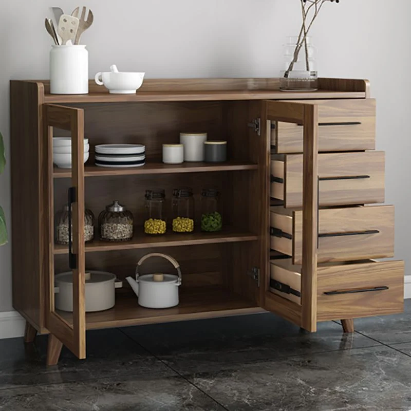 Credenza moderna MDF marrone. Credenza da pranzo con ante per soggiorno Clearhalo