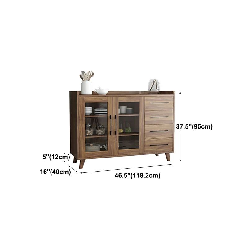 Credenza moderna MDF marrone. Credenza da pranzo con ante per soggiorno Clearhalo