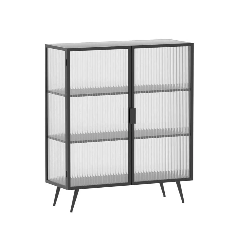 Credenza moderna metallo con ante vetro e 2 ante Clearhalo