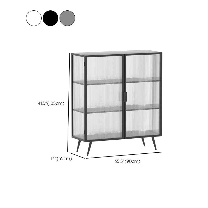 Credenza moderna metallo con ante vetro e 2 ante Clearhalo