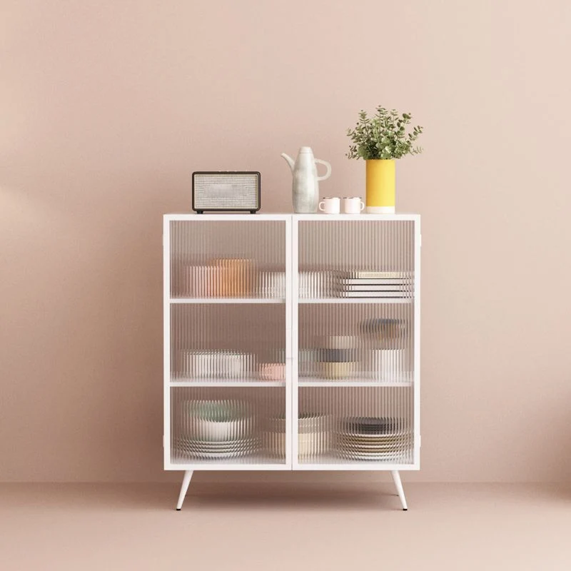 Credenza moderna metallo con ante vetro e 2 ante Clearhalo