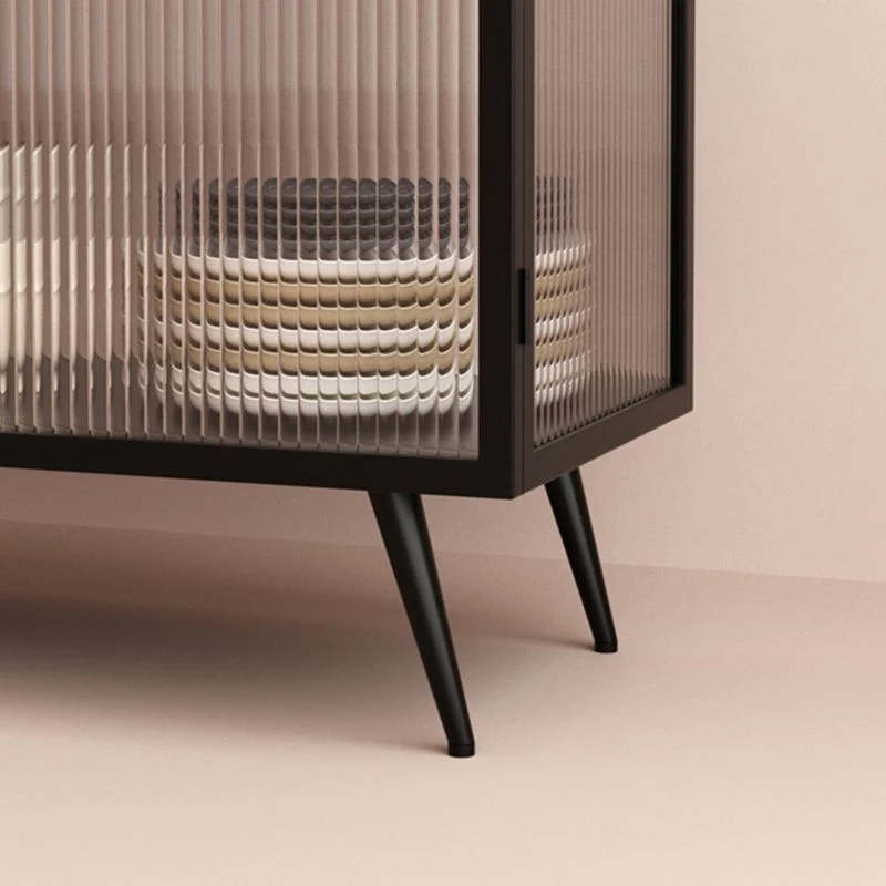 Credenza moderna metallo con ante vetro e 2 ante Clearhalo
