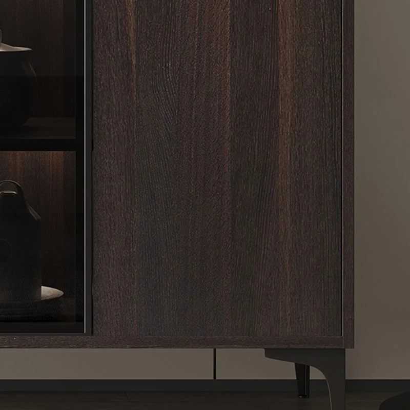 Credenza moderna per sala da pranzo con credenza buffet legno massello con luci LED Clearhalo