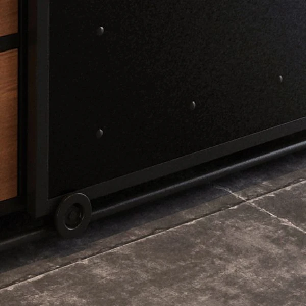 Credenza moderna per sala da pranzo con ante scorrevoli metallo e buffet legno nero Clearhalo