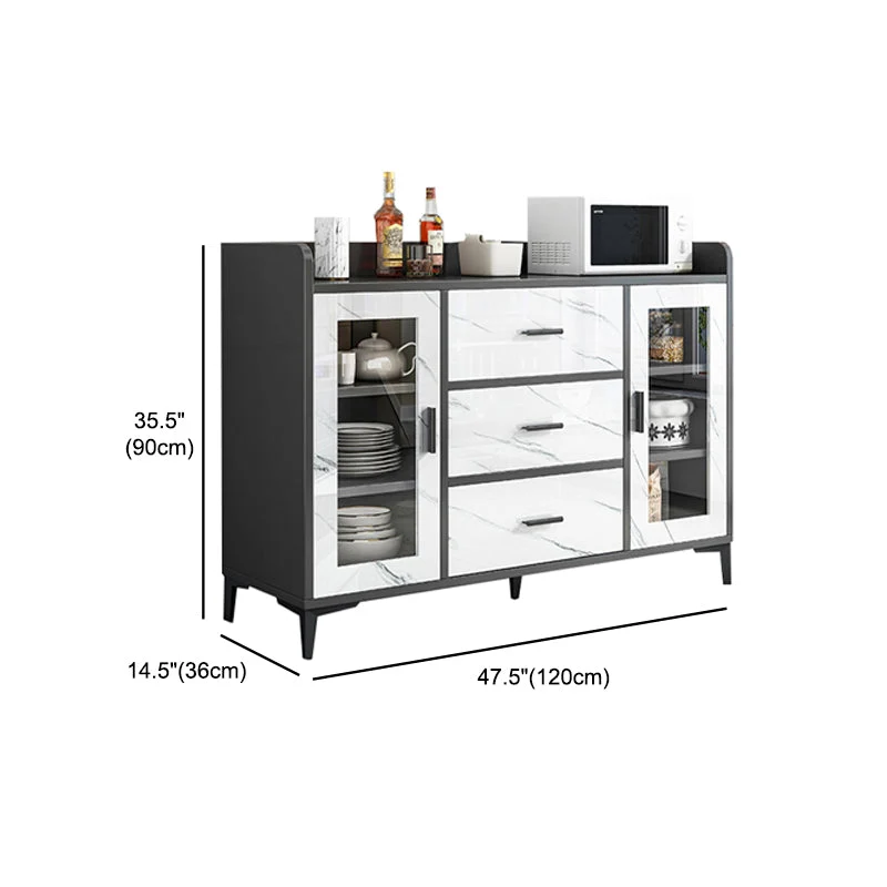 Credenza moderna per sala da pranzo legno artificiale con contenitore e cassetto Clearhalo