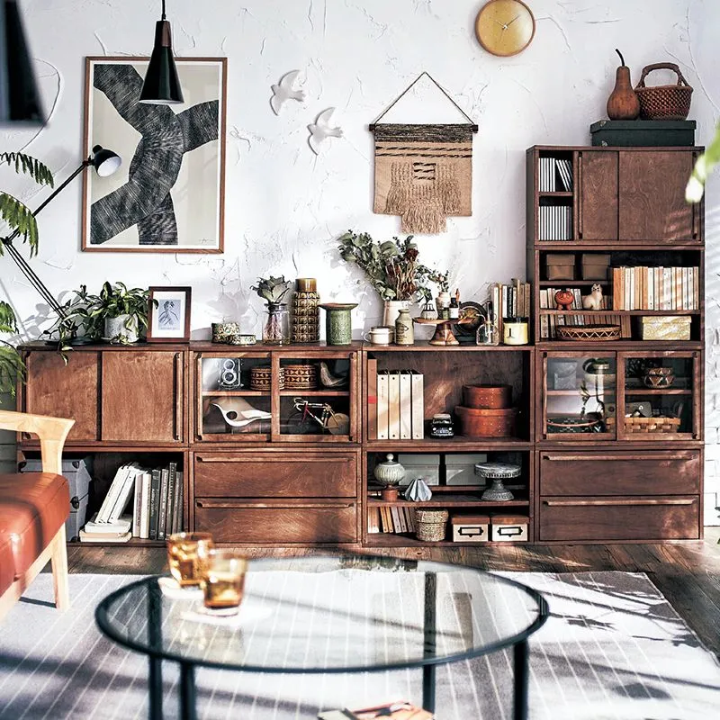 Credenza moderna pino con ante per soggiorno Clearhalo