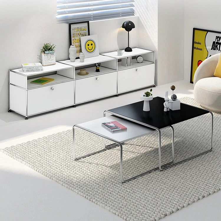 Credenza moderna da pranzo acciaio inox con armadietto con chiusura Clearhalo