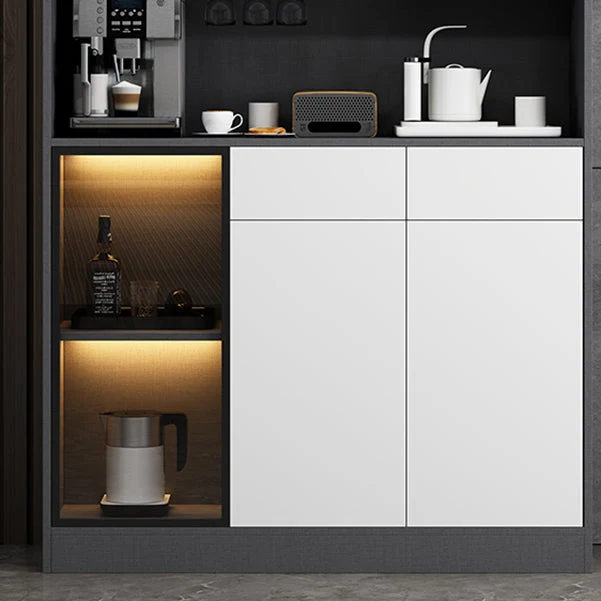 Credenza moderna da soggiorno legno con credenza moderna con portaoggetti e anta vetro Clearhalo