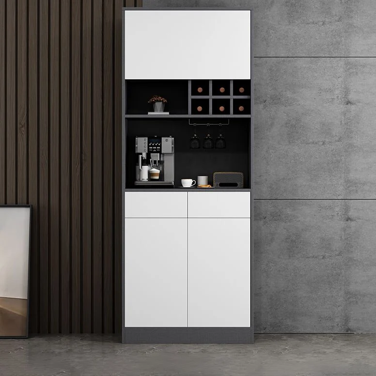 Credenza moderna da soggiorno legno con credenza moderna con portaoggetti e anta vetro Clearhalo