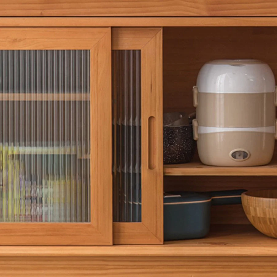 Credenza moderna da soggiorno legno di pino con cassetti e anta vetro Clearhalo
