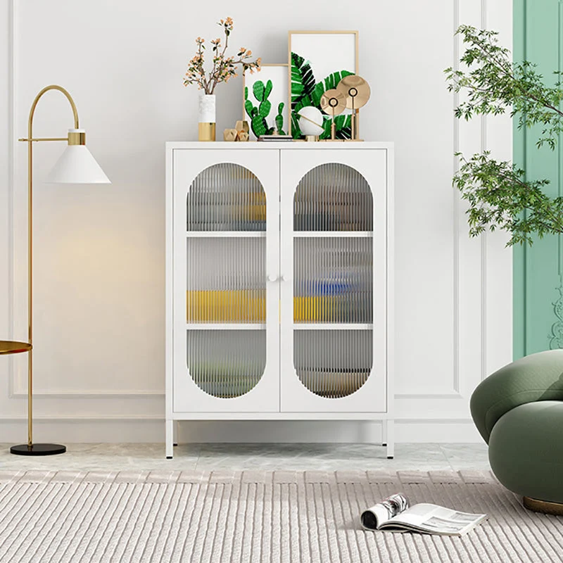 Credenza per sala da pranzo acciaio Mobile server moderno con contenitore e due ante Clearhalo