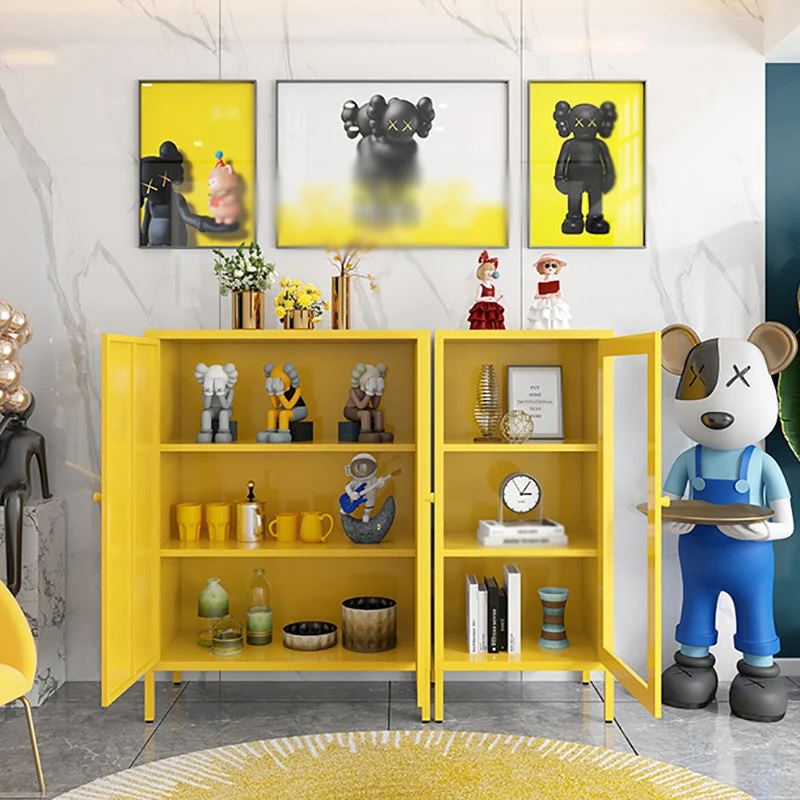 Credenza per sala da pranzo acciaio Mobile server moderno con contenitore e due ante Clearhalo