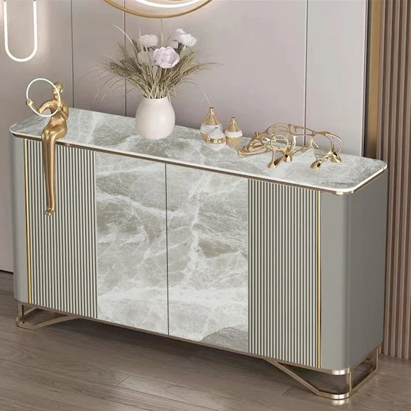 Credenza portaoggetti grigia con ripiani regolabili, buffet da pranzo per cucina Clearhalo
