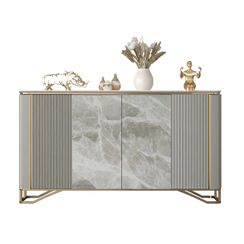 Credenza portaoggetti grigia con ripiani regolabili, buffet da pranzo per cucina Clearhalo