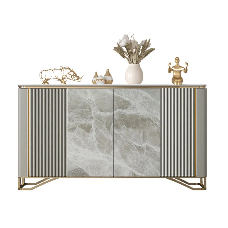 Credenza portaoggetti grigia con ripiani regolabili, buffet da pranzo per cucina Clearhalo