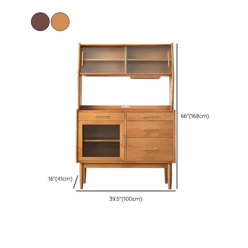 Credenza portaoggetti legno di pino stile nordico con ante vetro Clearhalo