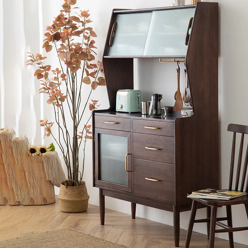 Credenza portaoggetti legno di pino stile nordico con ante vetro Clearhalo