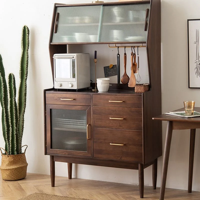 Credenza portaoggetti legno di pino stile nordico con ante vetro Clearhalo