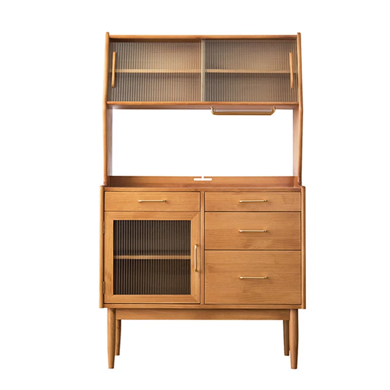 Credenza portaoggetti legno di pino stile nordico con ante vetro Clearhalo