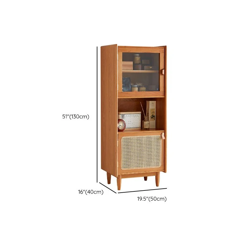 Credenza portaoggetti stile moderno legno di ciliegio con ante vetro Clearhalo