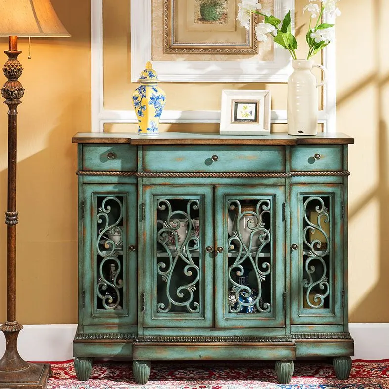 Credenza da pranzo betulla e legno lavorato con cassetti, 42,1"L X 13,2"L X 37"H Clearhalo