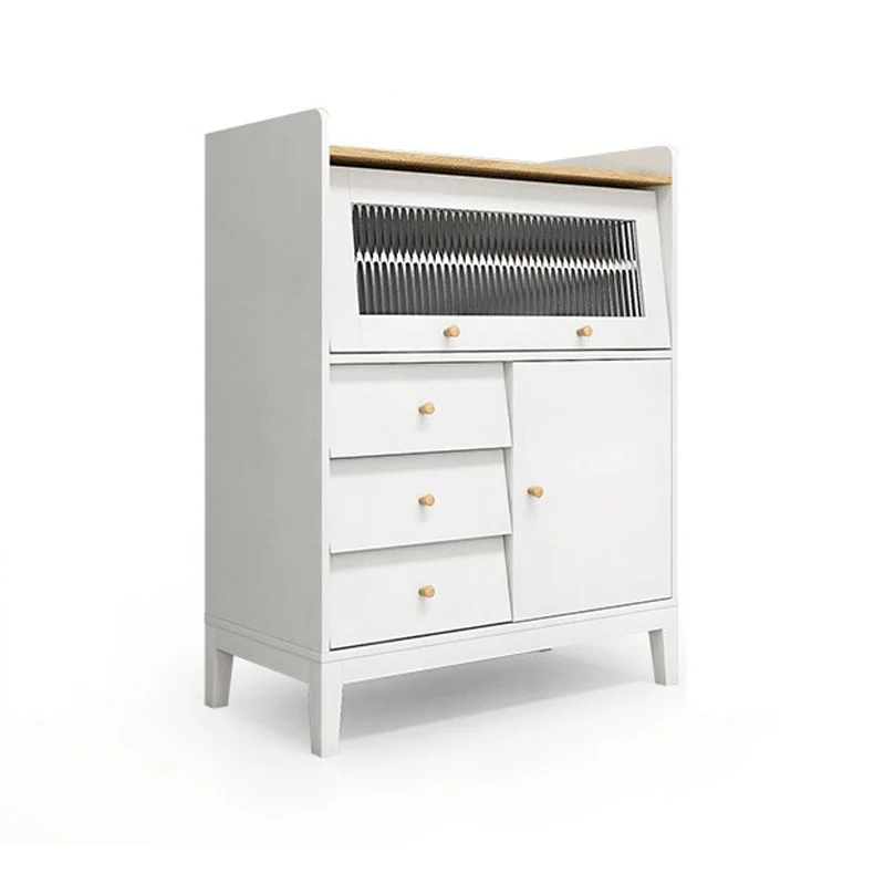 Credenza da pranzo bianca stile moderno da 15,75 cm di larghezza x 40,55 cm di altezza con 3 cassetti Clearhalo