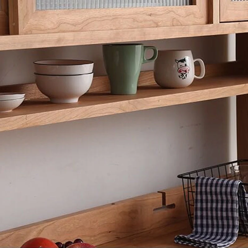 Credenza da pranzo contemporanea più ripiani legno massiccio per sala da pranzo Clearhalo