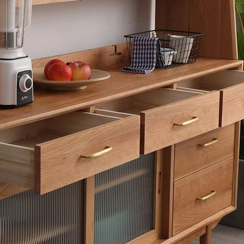 Credenza da pranzo contemporanea più ripiani legno massiccio per sala da pranzo Clearhalo