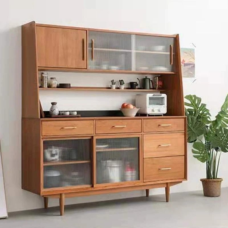 Credenza da pranzo contemporanea più ripiani legno massiccio per sala da pranzo Clearhalo