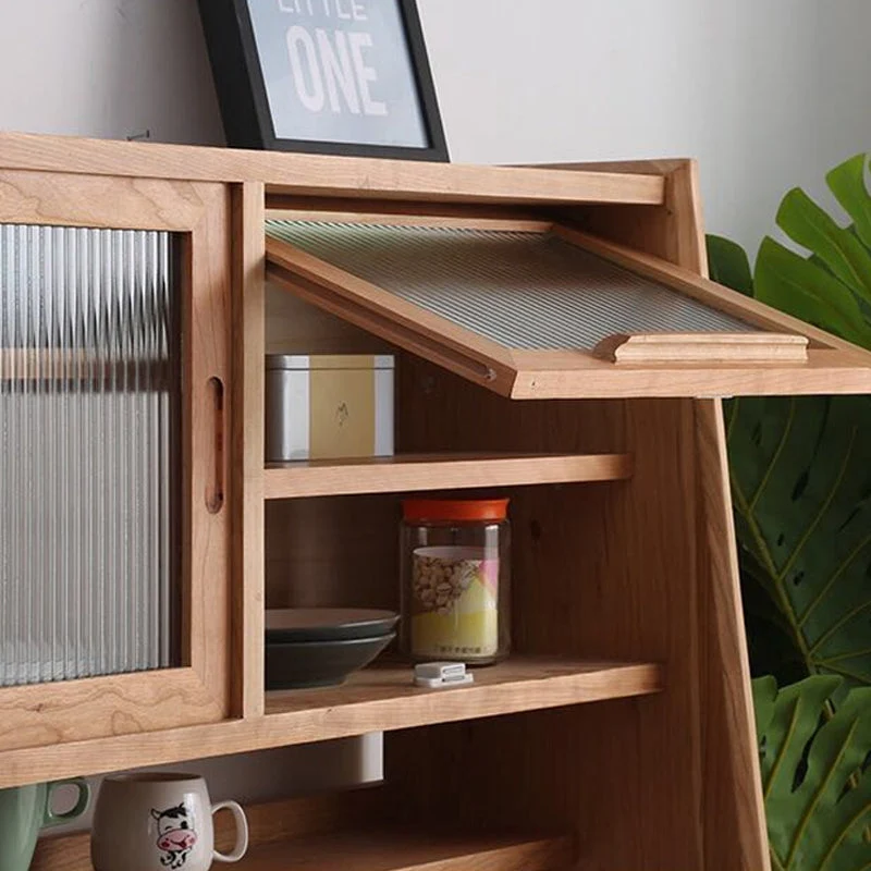Credenza da pranzo contemporanea più ripiani legno massiccio per sala da pranzo Clearhalo