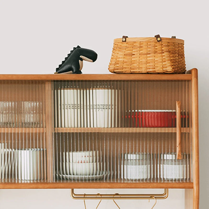 Credenza da pranzo legno massello stile moderno da 64,96"H per cucina soggiorno Clearhalo
