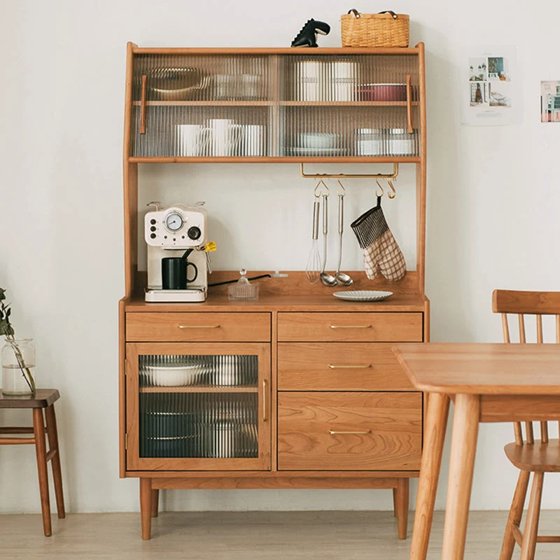 Credenza da pranzo legno massello stile moderno da 64,96"H per cucina soggiorno Clearhalo