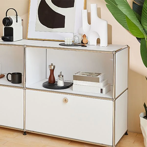 Credenza da pranzo metallo stile moderno colore bianco per soggiorno Clearhalo