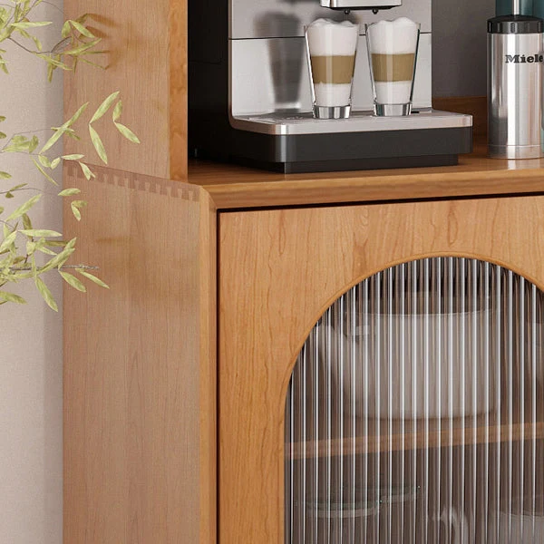 Credenza da pranzo moderna buffet legno massiccio da 66 pollici con porta vetro per sala da pranzo Clearhalo