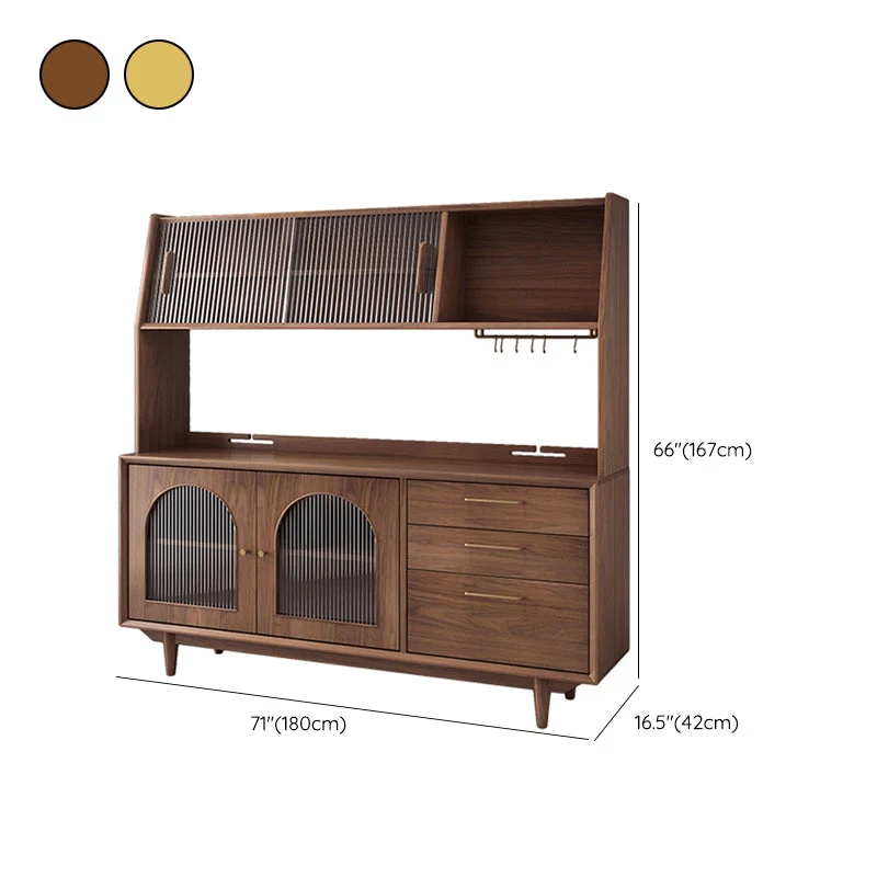 Credenza da pranzo moderna buffet legno massiccio da 66 pollici con porta vetro per sala da pranzo Clearhalo