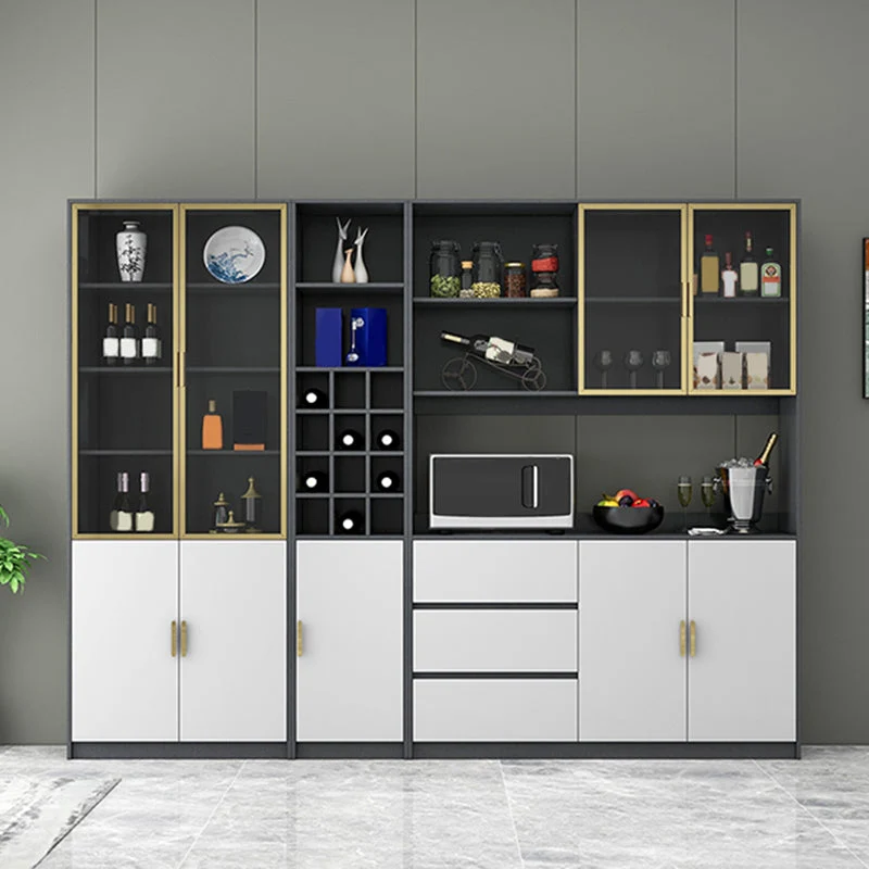 Credenza da pranzo moderna con porte vetro, credenza legno, buffet con ante Clearhalo