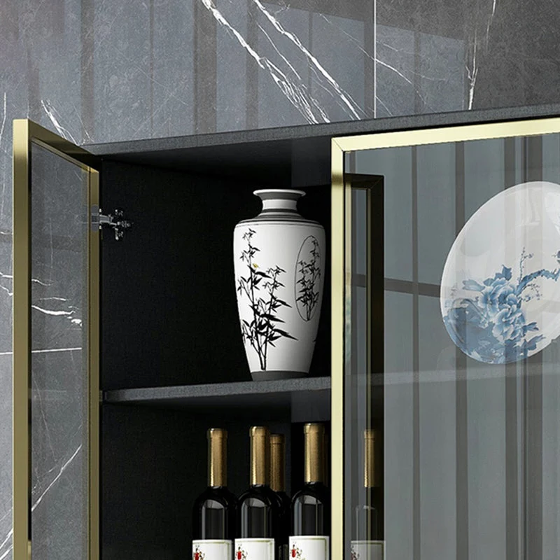 Credenza da pranzo moderna con porte vetro, credenza legno, buffet con ante Clearhalo