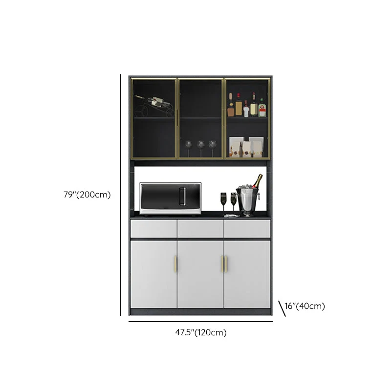 Credenza da pranzo moderna con porte vetro, credenza legno, buffet con ante Clearhalo