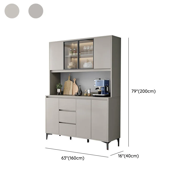Credenza da pranzo moderna finto legno con ante vetro, credenza buffet con ante per sala da pranzo Clearhalo