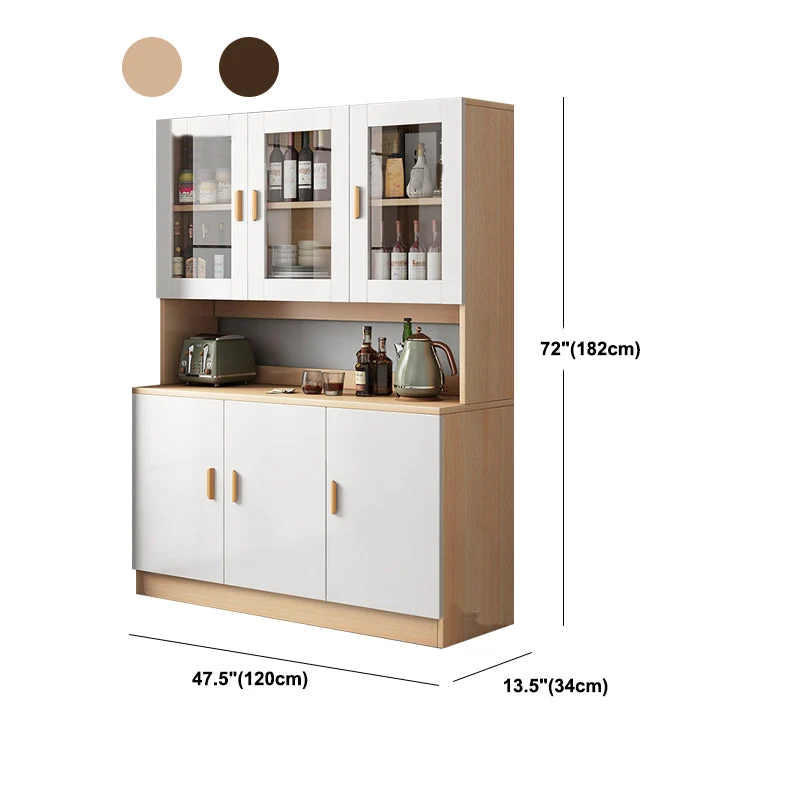 Credenza da pranzo moderna finto legno, credenza standard da 13,5" con ante Clearhalo